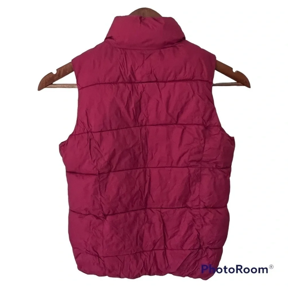 Old Navy Burgundy Sleeveless Puffer Vest, Zip Front, 2 Pockets, M (8)